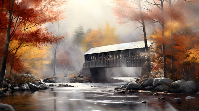 Charming Rustic Covered Bridge Over a Babbling Creek