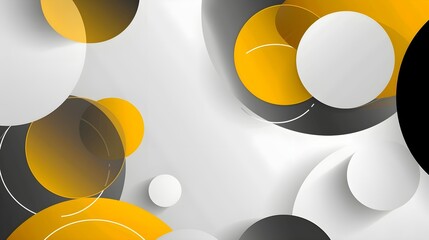 Tech geometric background with abstract golden and grey circles. Vector banner design - obrazy, fototapety, plakaty