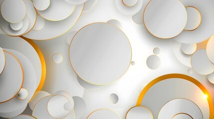 Tech geometric background with abstract golden and grey circles. Vector banner design - obrazy, fototapety, plakaty