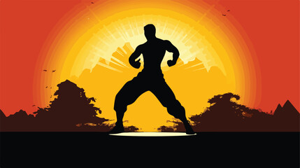 Kick boxing muaythai simple isolated and silhouette