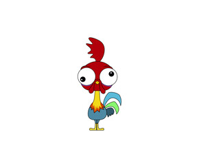 Vector illustration of a cartoon cockerel with a tuft