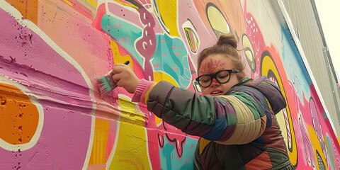 Creative Pursuit: Young Artist with Down Syndrome Designing a Mural for a Public Space. Learning Disability