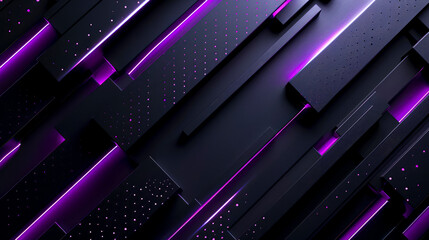 Electric Glow: Vibrant Vector Illustration with 3D Dimensions and LED Straight Lines on Black and Purple Background