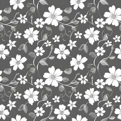 Fototapeta premium white flower pattern on a grey background 
