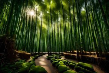 Gordijnen bamboo forest in the morning © Momina