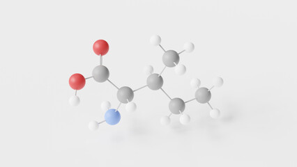 isoleucine molecule 3d, molecular structure, ball and stick model, structural chemical formula alpha-amino acid
