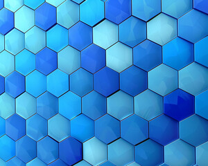 A geometric pattern of hexagons in various shades of blue, merging into a hypnotic illusion, abstract , background