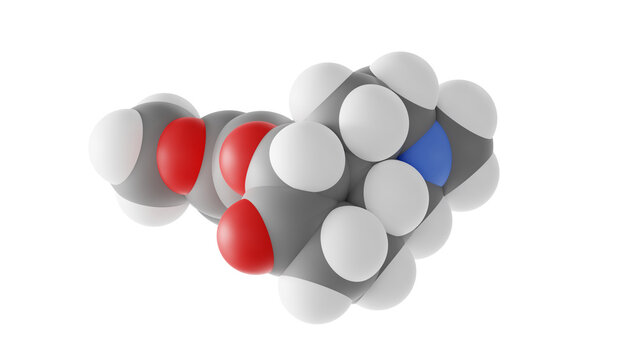 hydrocodone molecule, opiate agonists, molecular structure, isolated 3d model van der Waals