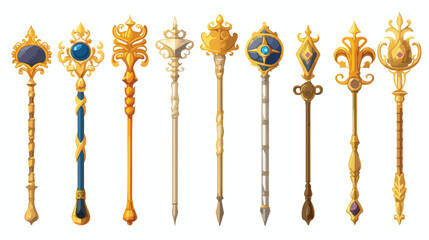 King scepter design Royal power wand insignia gold - obrazy, fototapety, plakaty