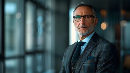 Fototapeta premium Experienced Business Executive Contemplating Next Steps in Formal Corporate Setting