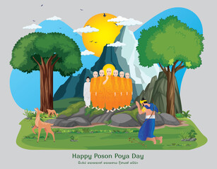 Happy Poson Poya Day Illustrator Vector