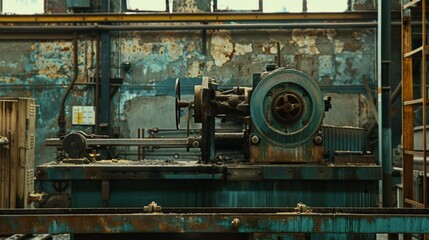 Fototapeta na wymiar Abandoned rusty machine in factory