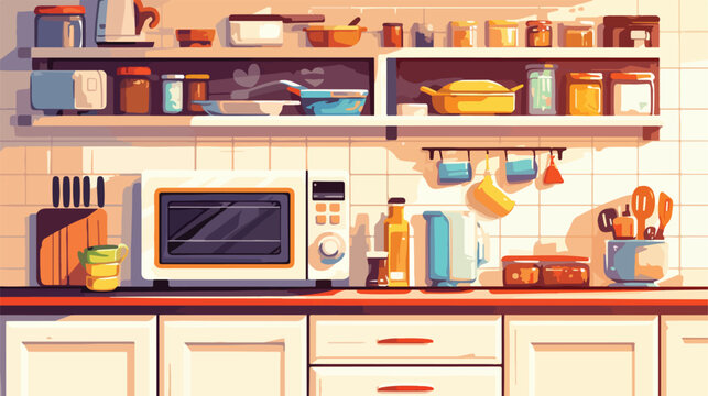 Kitchen items. microwave. vector image with design