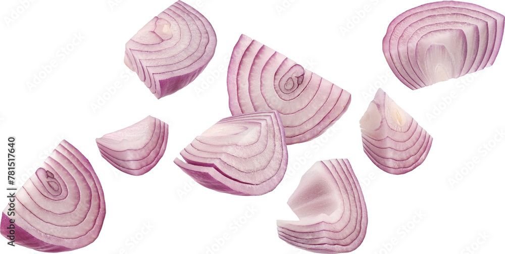 Wall mural sliced red onion isolated on white background with clipping path