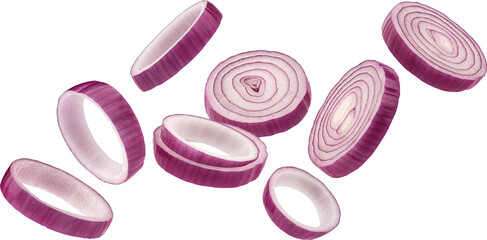 Red onion rings isolated