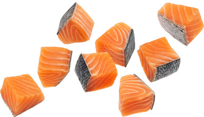 Salmon fillet cubes isolated 
