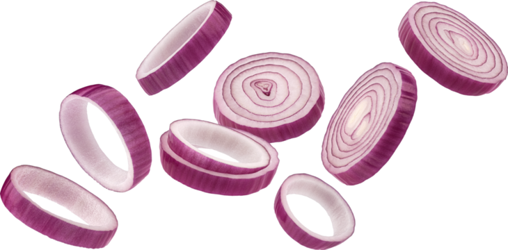 Red onion rings isolated