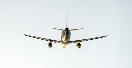 Airplane takes off over the runway