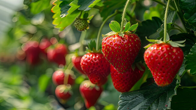 Cultivation strawberry, fruit concept, summer harvest