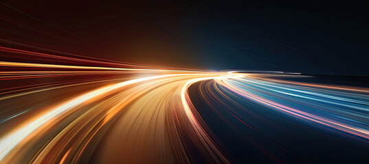 Abstract light trails in the dark, motion blur effect