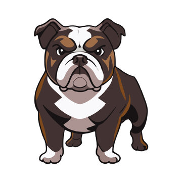 An angry bulldog engraved in vector form, portraying ferocity with meticulous detail, capturing strength and tenacity.