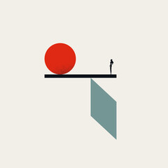 Business and work balance vector concept. Symbol of stability, strategy and risk of fall. Minimal illustration. - 781520029