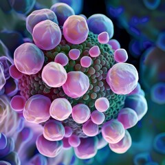 Explore the vibrant world of Streptococcus bacteria through a detailed artwork