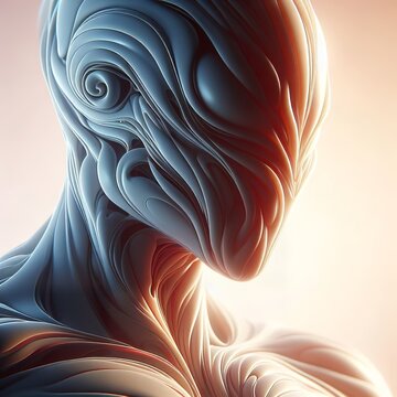 Futuristic Armored Alien: A Radiant Sci-Fi Depiction of Mysterious Intensity and Thoughtful Contemplation