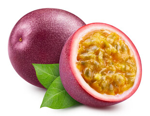Passion fruit half isolated. Passionfruit half of maracuya isolated on white background. Passion Clipping path - 781522275