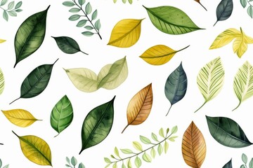 Vibrant Collection of Various Leaves - obrazy, fototapety, plakaty