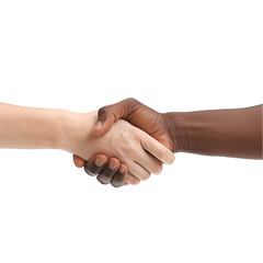 Diverse handshake with a transparent background