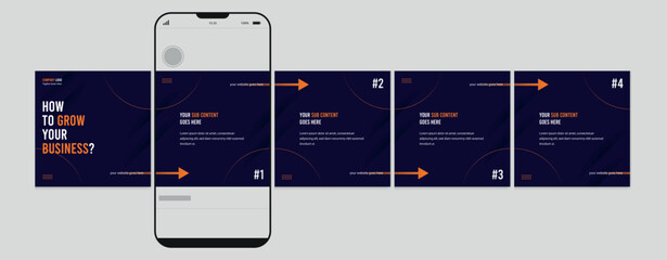 Set of Linkedin Carousel Post, editable social media Instagram carousel post, modern and creative business carousel post template, eps 10.
