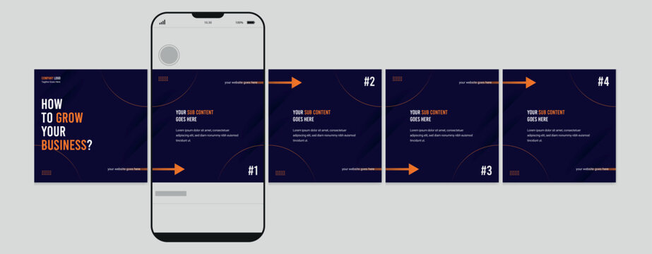 Set of Linkedin Carousel Post, editable social media Instagram carousel post, modern and creative business carousel post template, eps 10.