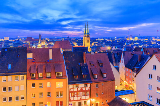 Nuremberg, Germany. View of the old town from Nuremberg Castle. Franconia, Bavaria.