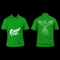 green tee shirt design is made on black background.