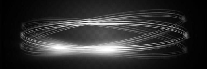 White blur trail wave, circle silver line of light speed.Vector illustration.
