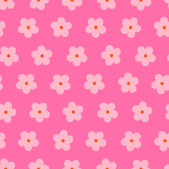 Set of hand drawn flowers, seamless patterns with floral for fabric, textiles, clothing, wrapping paper, cover, banner, interior decor, colorful and fun decor