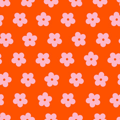 Bold Pink and Red Flower Seamless Pattern