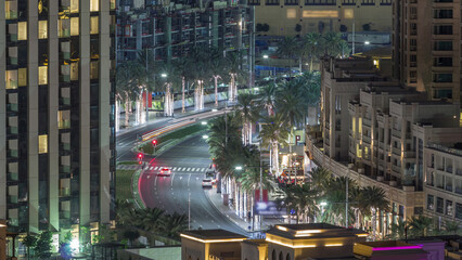 Intersection traffic night timelapse on Mohammed Bin Rashid Boulevard