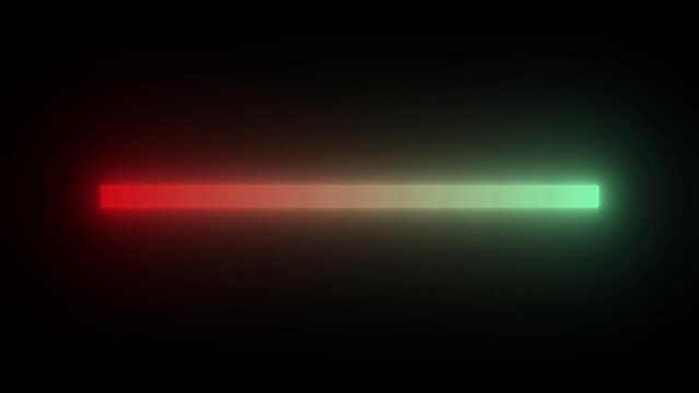 Red to Green gradient electric loading bar animation on transparent alpha background, glowing lights progress bar, music visualizer