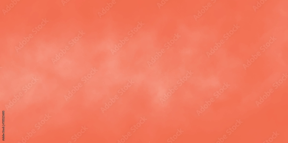 Sticker orange watercolor painting soft textured on wet white paper background. painted red wall. blank hori