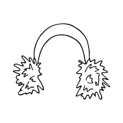 Fur headphones doodle Hand drawn winter accessories. Single design element for card, print, design, decor