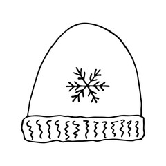 Winter cap doodle Hand drawn winter accessories Single design element for card, print, design, decor