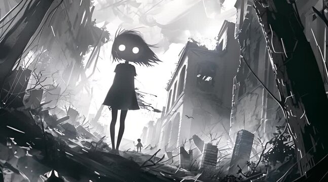 cute girl horror girl anime manga illustration animation