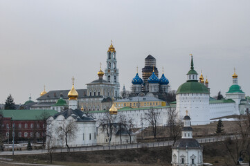 Fototapeta na wymiar View from the observation deck at the the Great Trinity monastery in Sergiyev Posad, Russia