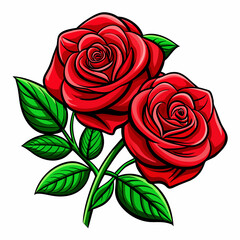 two--weed-red-rose-flowers-with-green-leaf--high-q