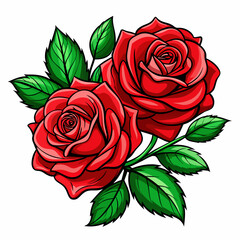 two--weed-red-rose-flowers-with-green-leaf--high-q