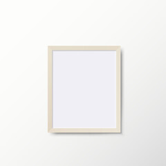 Photo frame mockup isolated on light background. Banner or poster template, decorative design element.