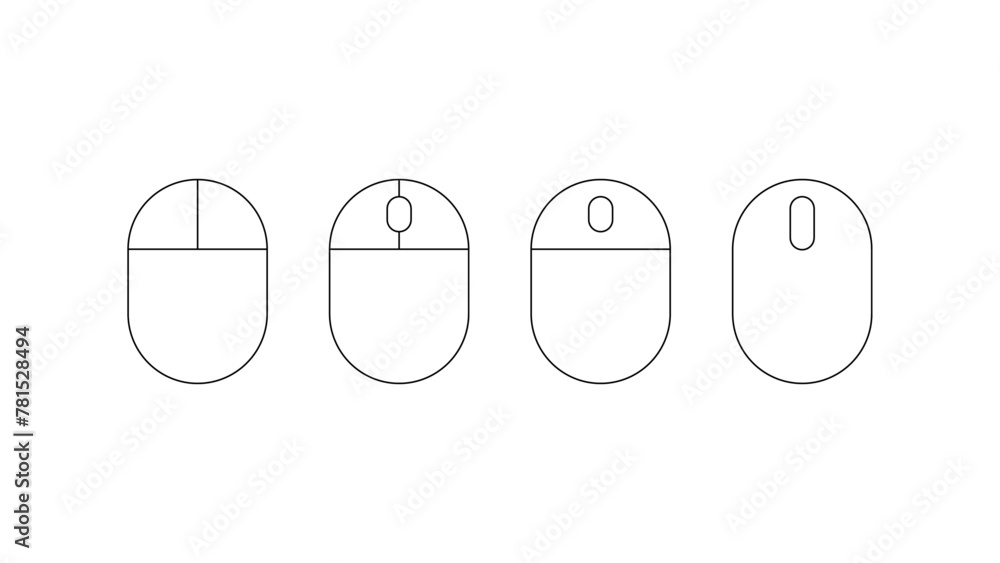 Poster Computer mouse icon sets. Mouse icon vector illustration. Flat style mouse icon.