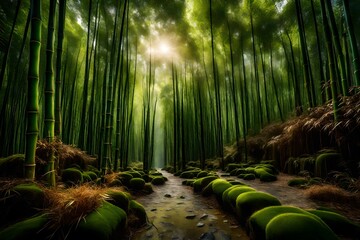 bamboo forest in the morning - Powered by Adobe